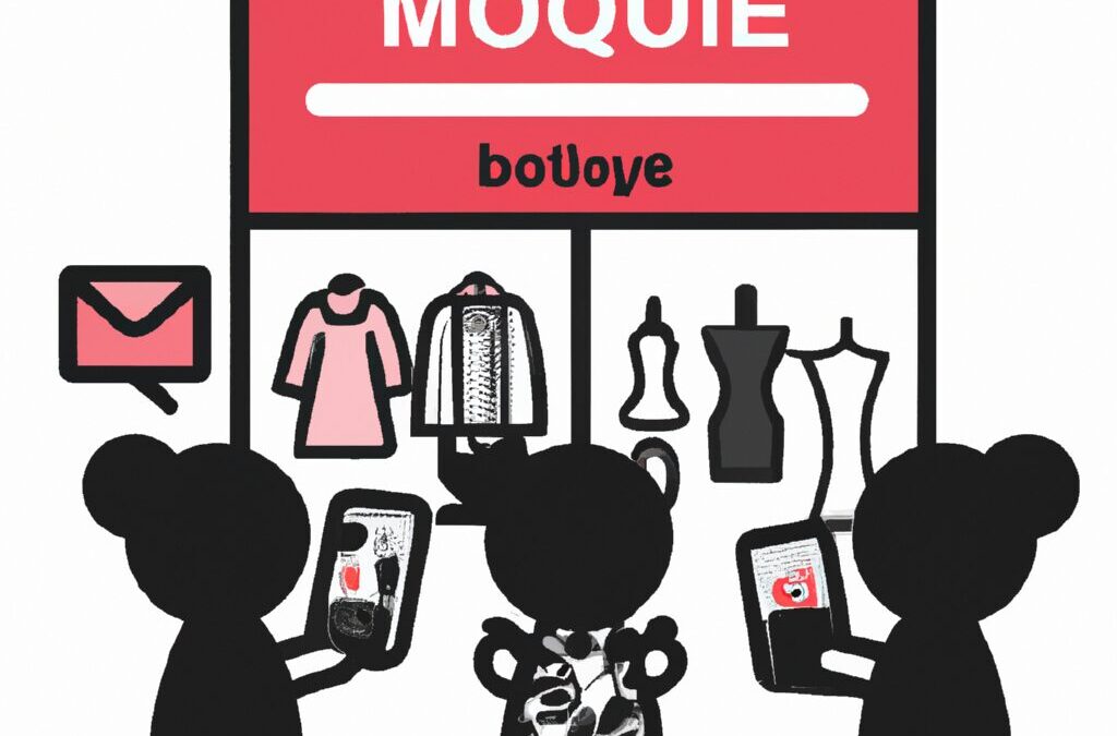 Illustration d'une boutique en ligne moderne utilisant un thème Shopify, avec des clients interagissant sur différents appareils.